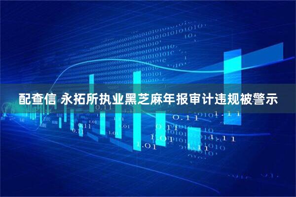 配查信 永拓所执业黑芝麻年报审计违规被警示