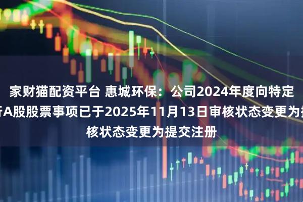 家财猫配资平台 惠城环保：公司2024年度向特定对象发行A股股票事项已于2025年11月13日审核状态变更为提交注册